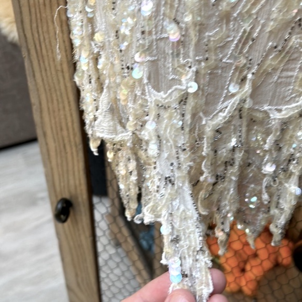 Vintage Scala Sequin Beaded Silk Cream Blouse - image 6